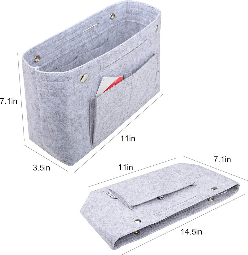 Vercord Felt Purse Tote Organizer Insert Divider Inside Handbag for Women Medium Light Grey - Image 3